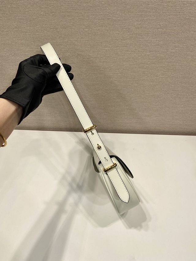 Prada original calfskin shoulder bag with flap 1BD365 white