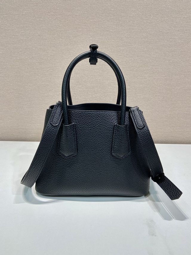 Prada original grained calfskin double small bag 1BG443 black