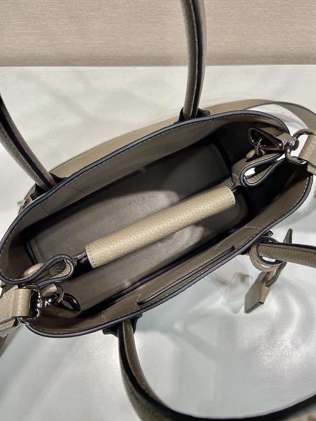 Prada original grained calfskin double small bag 1BG443 grey