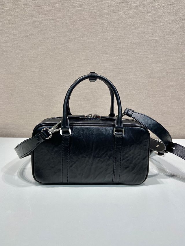 Prada original lambskin small boston bag 1BB098 black
