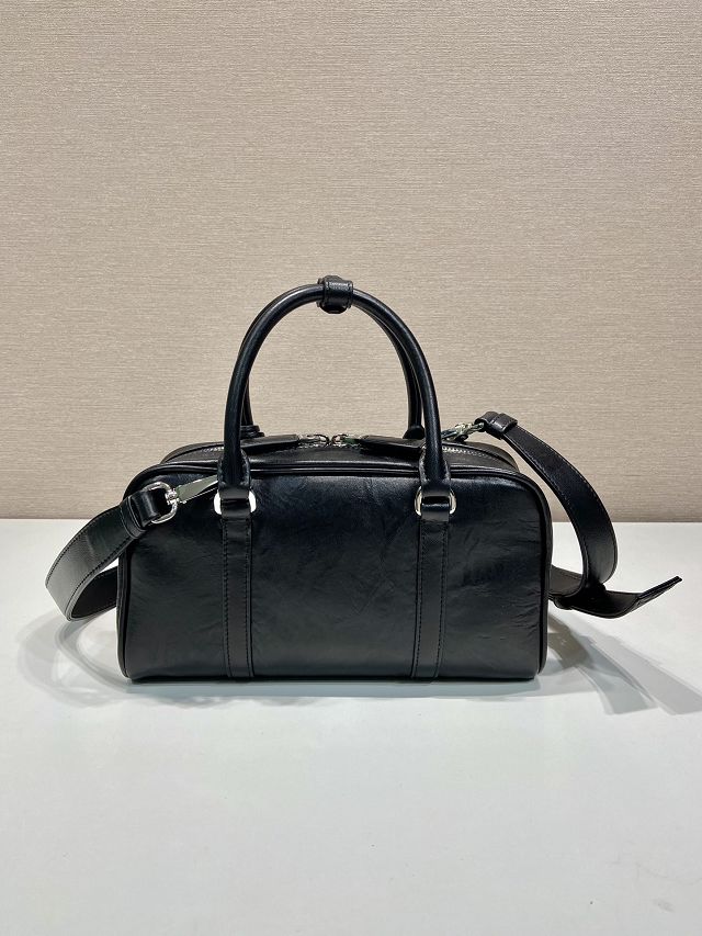 Prada original lambskin small boston bag 1BB099 black 