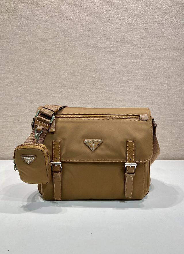 Prada original nylon shoulder bag 1BD953 brown