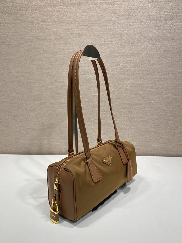 Prada original nylon top handle bag 1BB127 brown