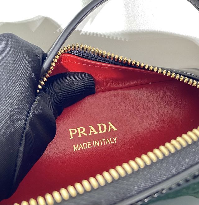 Prada original patent calfskin mini top handle bag 1BH206 black