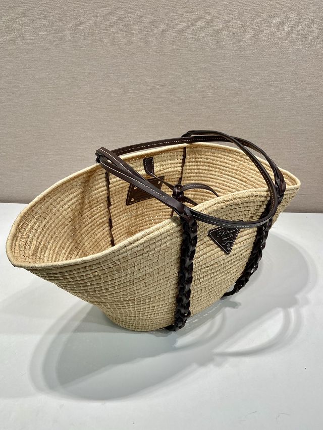 Prada original raffia basket bag 1BG312 beige