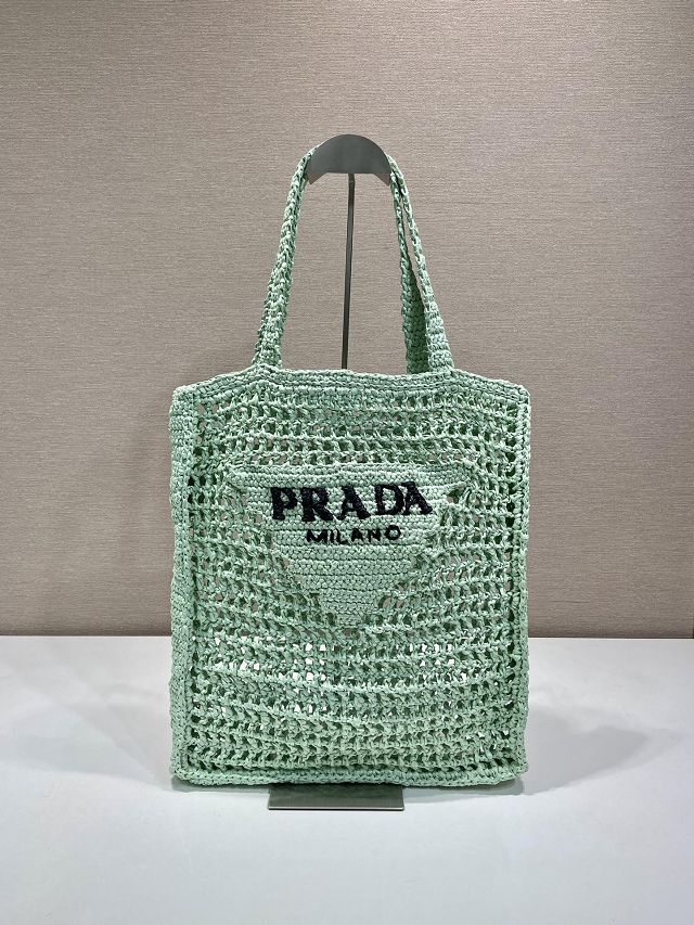 Prada original raffia crochet tote bag 1BG393