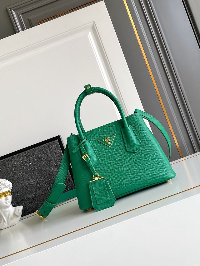 Prada original saffiano calfskin double small bag 1BG443 green