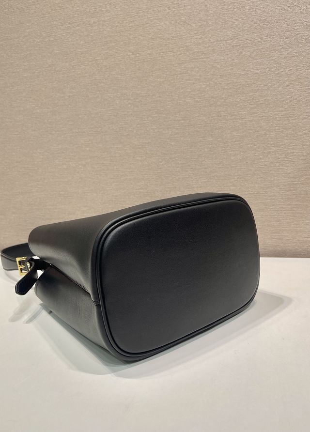 Prada original soft calfskin small bucket bag 1BE080 black