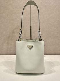 Prada original soft calfskin small bucket bag 1BE080 white