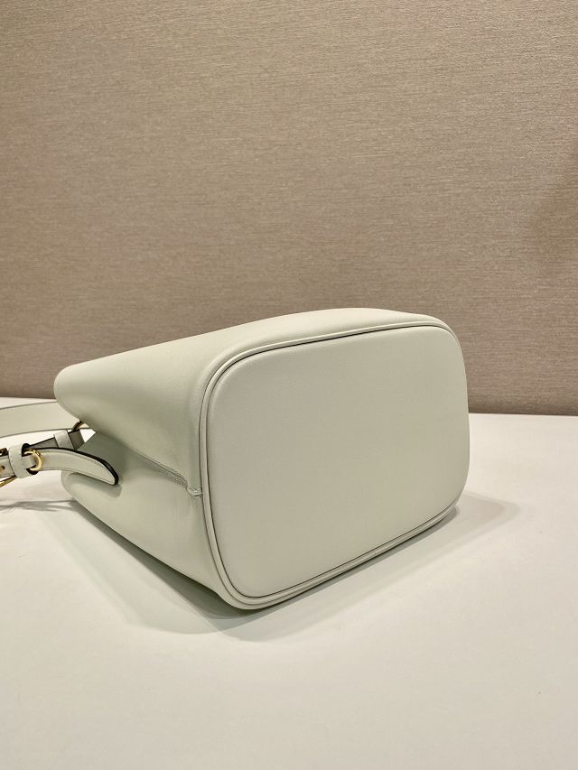 Prada original soft calfskin small bucket bag 1BE080 white