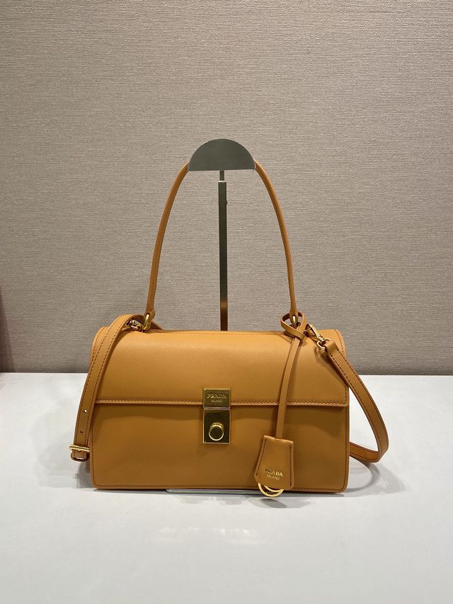 Prada original soft calfskin sound medium shoulder bag 1BN023 caramel