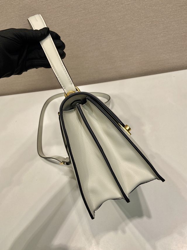 Prada original soft calfskin sound medium shoulder bag 1BN023 white