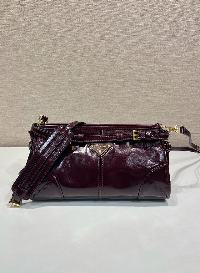 Prada original calfskin bonnie small shoulder bag 1BH215 burgundy