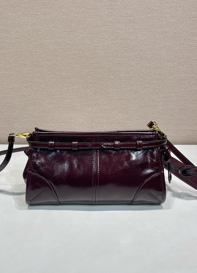 Prada original calfskin bonnie small shoulder bag 1BH215 burgundy