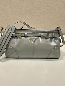 Prada original calfskin bonnie small shoulder bag 1BH215 grey