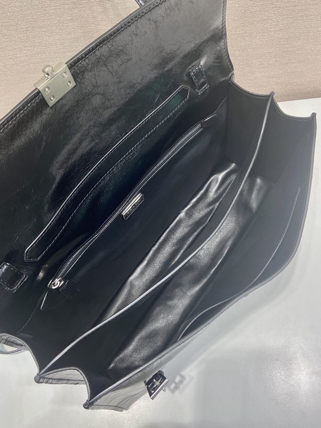 Prada original calfskin large handbag 1BN024 black