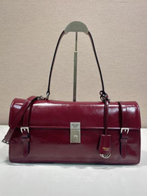 Prada original calfskin large handbag 1BN024 bordeaux