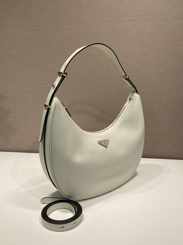 Prada original calfskin large hobo bag 1BC212 white
