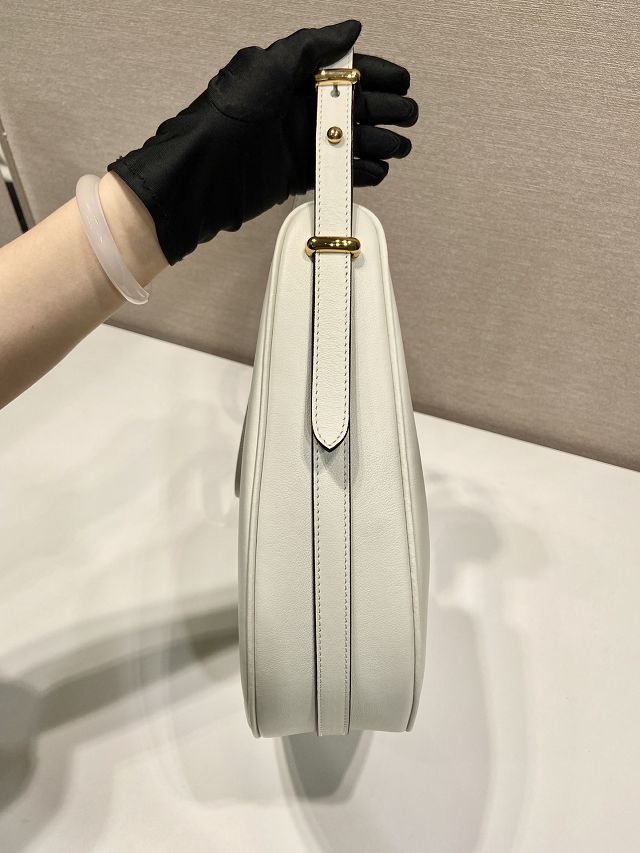 Prada original calfskin large hobo bag 1BC212 white