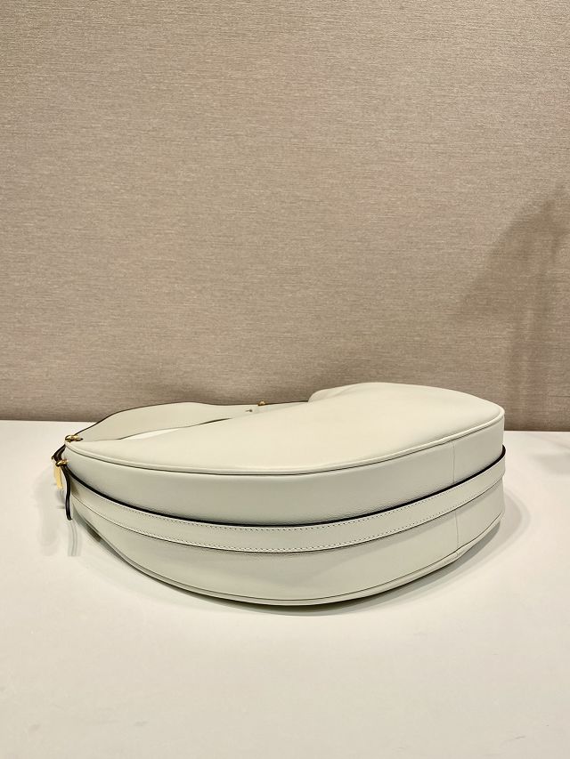Prada original calfskin large hobo bag 1BC212 white