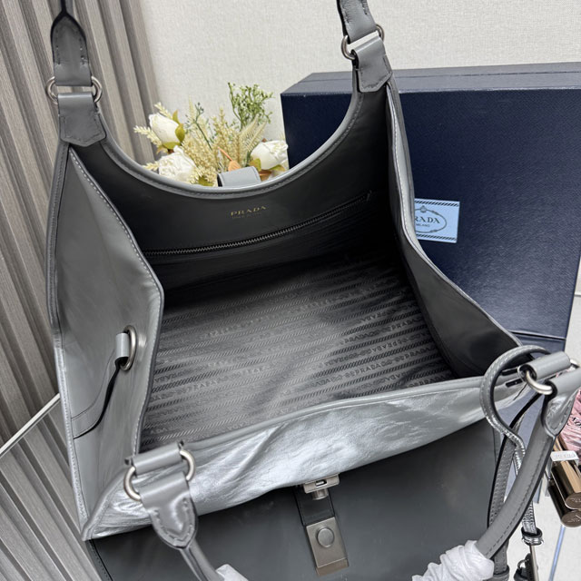 Prada original calfskin large tote bag 1BG570 grey