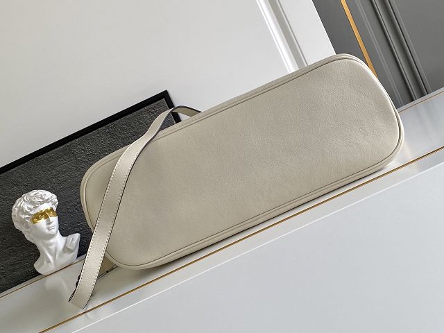 Prada original calfskin large tote bag with belt 1BA416 white