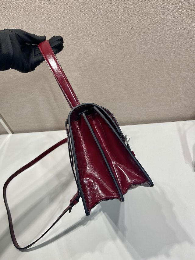 Prada original calfskin medium handbag 1BN026 bordeaux