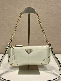 Prada original calfskin medium shoulder bag 1BC221 white