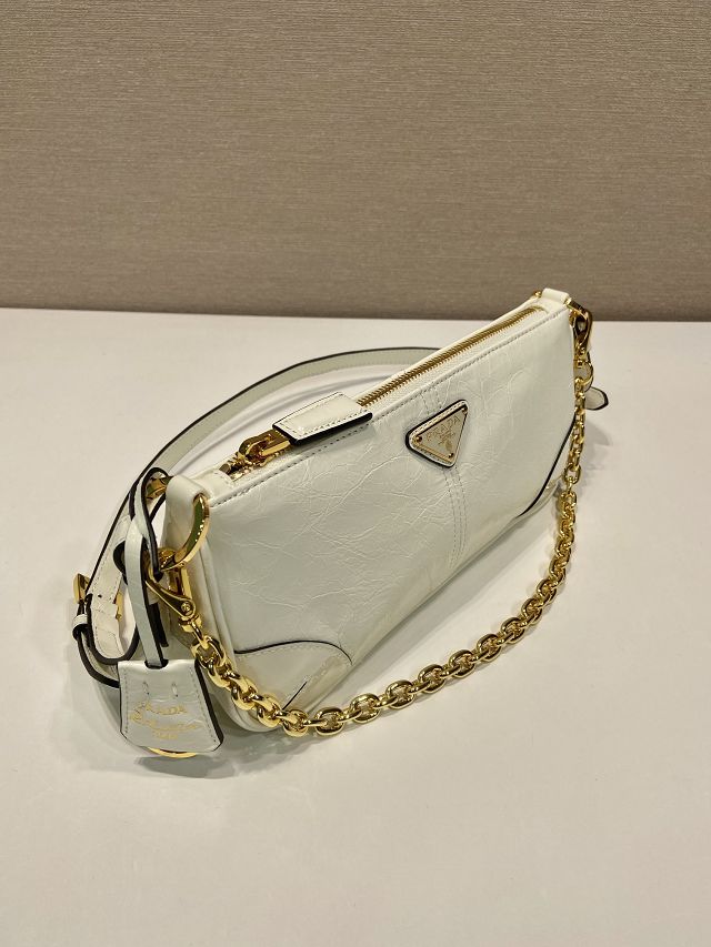 Prada original calfskin medium shoulder bag 1BC221 white