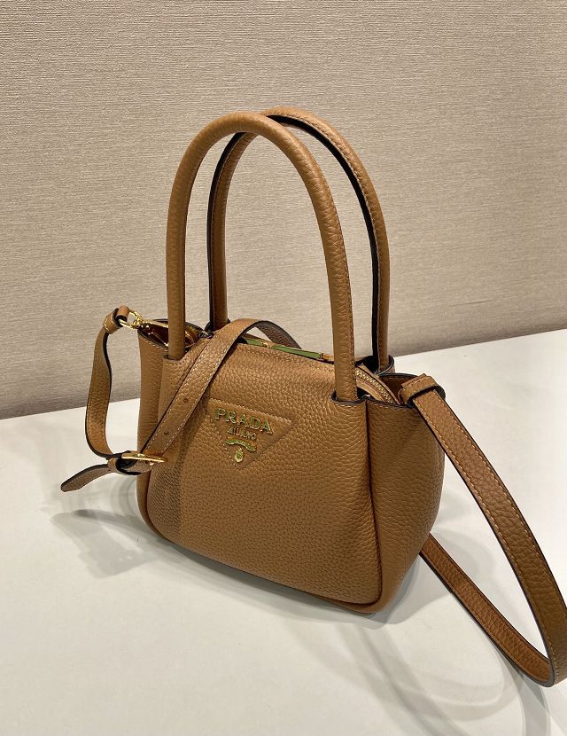 Prada original calfskin mini tote bag 1BA362 brown
