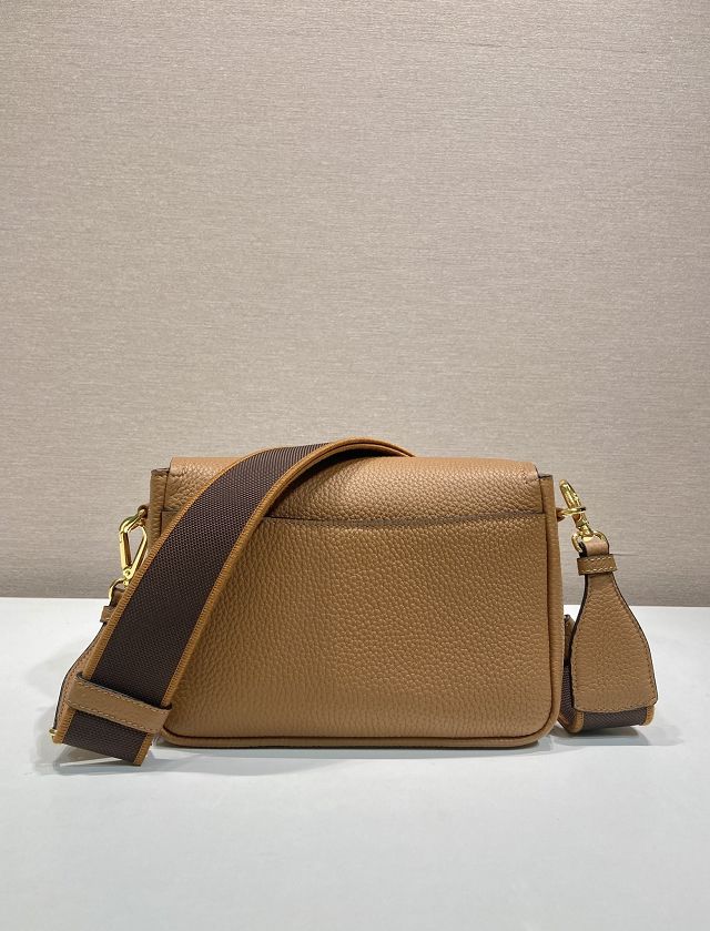 Prada original calfskin small shoulder bag 1BD314 brown