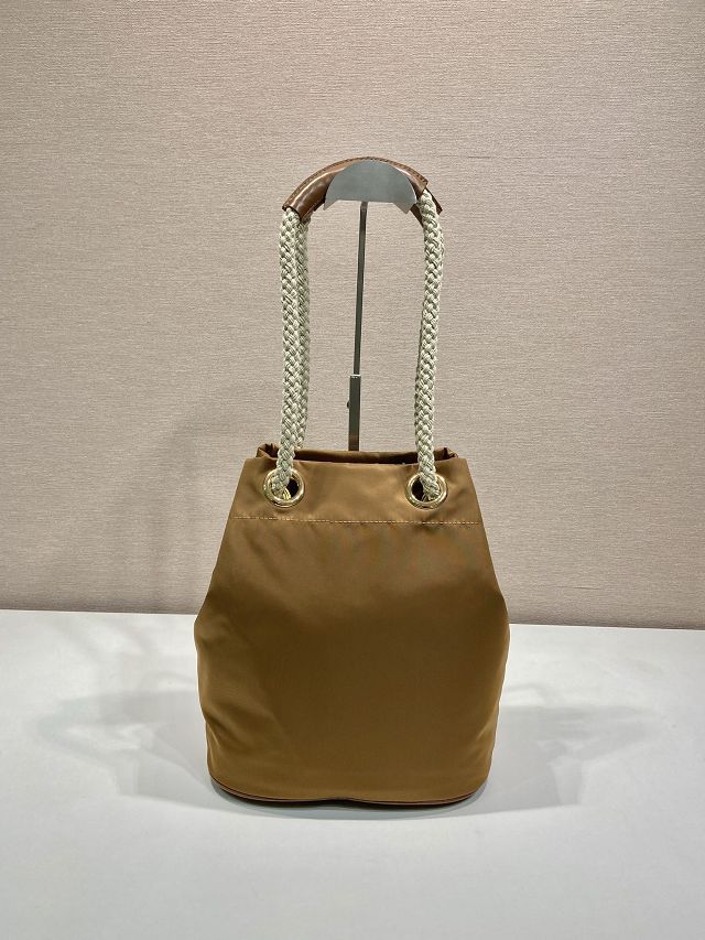 Prada original nylon mariner small bucket bag 1BE082 brown