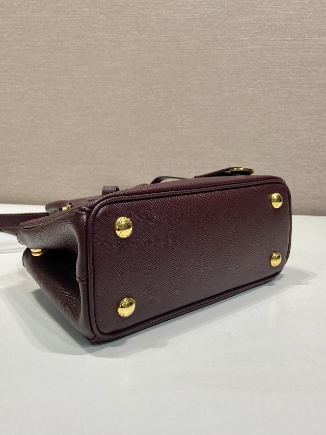 Prada original saffiano calfskin galleria mini bag 1BA916 bordeaux