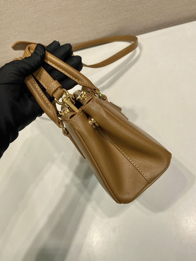 Prada original saffiano calfskin galleria mini bag 1BA916 brown