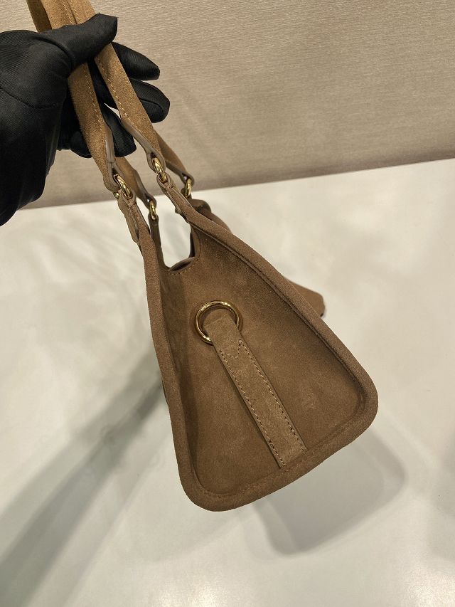 Prada original suede calfskin mini tote bag 1BG580 brown
