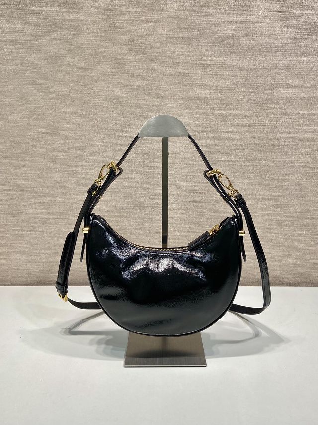 Prada original aged calfskin arque shoulder bag 1BC194 black