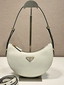 Prada original calfskin arque shoulder bag 1BC194 white