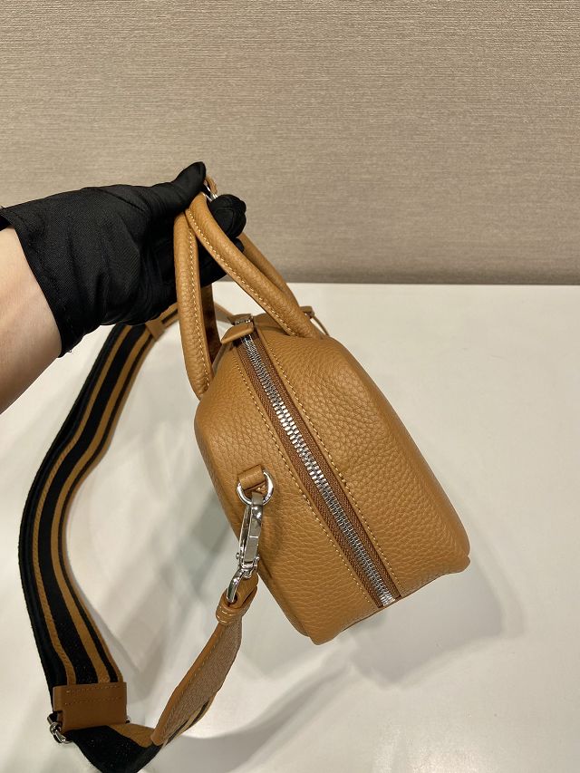 Prada original calfskin small handbag 1BB102 caramel