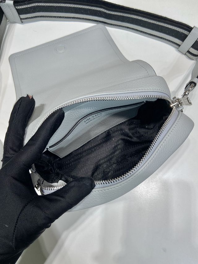 Prada original calfskin small shoulder bag 1BD332 light grey