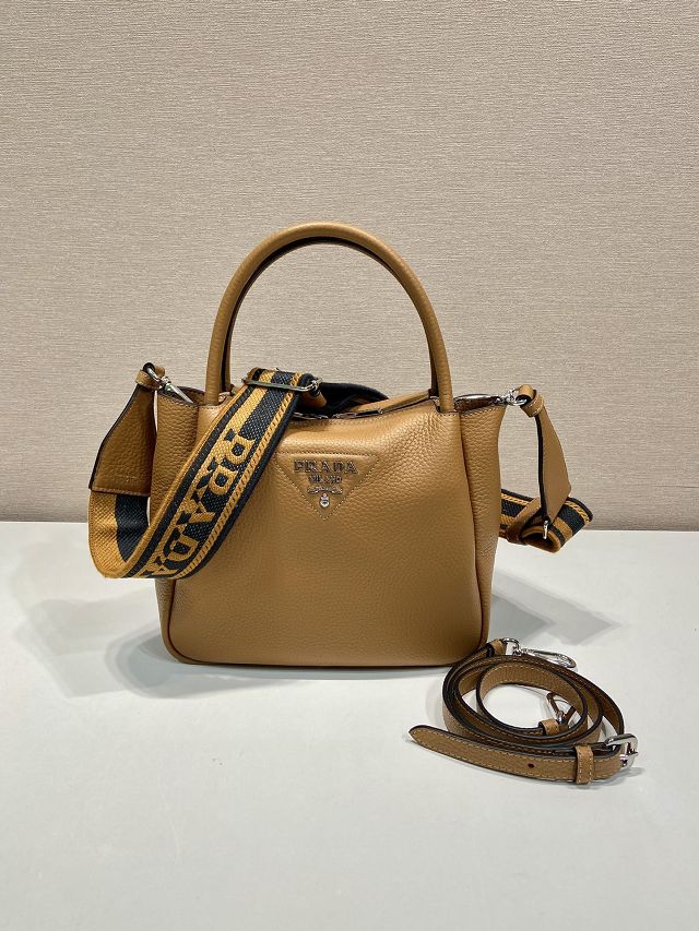 Prada original calfskin small tote bag 1BA362 caramel