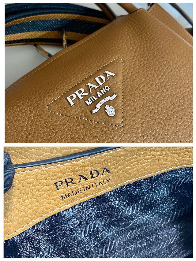 Prada original calfskin small tote bag 1BA362 caramel