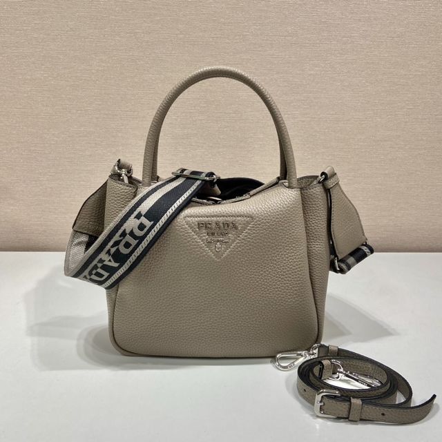 Prada original calfskin small tote bag 1BA362 grey