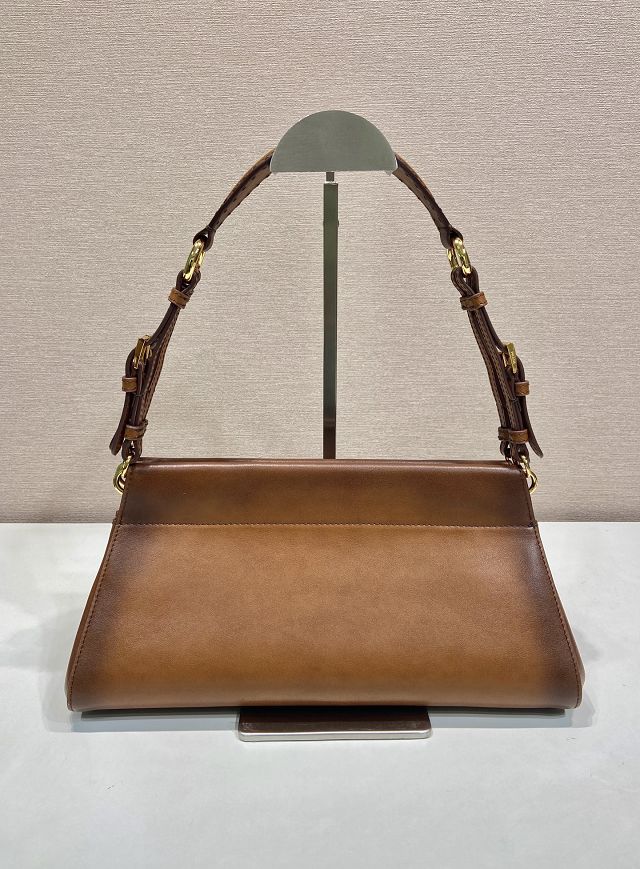 Prada original calfskin top handle bag 1BC262 brown