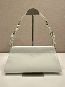 Prada original calfskin top handle bag 1BC262 white