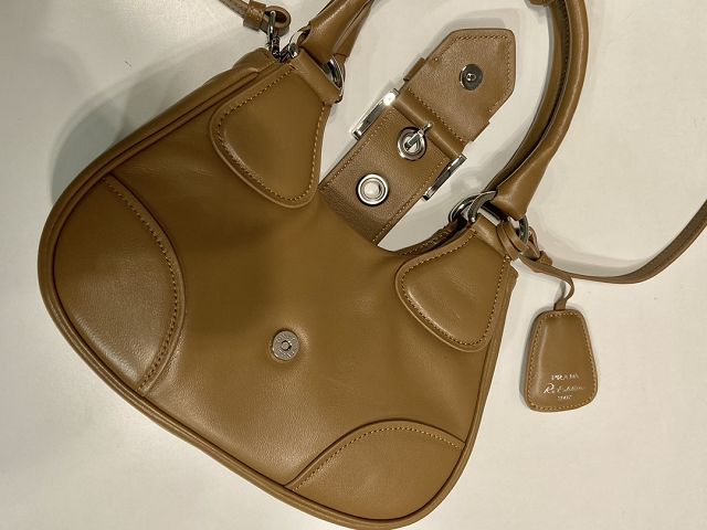 Prada original lambskin small top handle bag 1BA381 brown