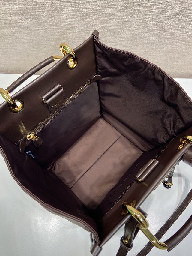 Prada original nylon tote bag 1BG578 dark brown