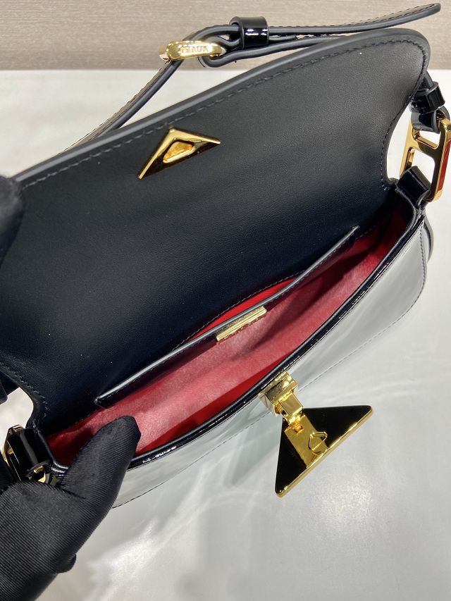Prada original patent leather shoulder bag 1BD345 black