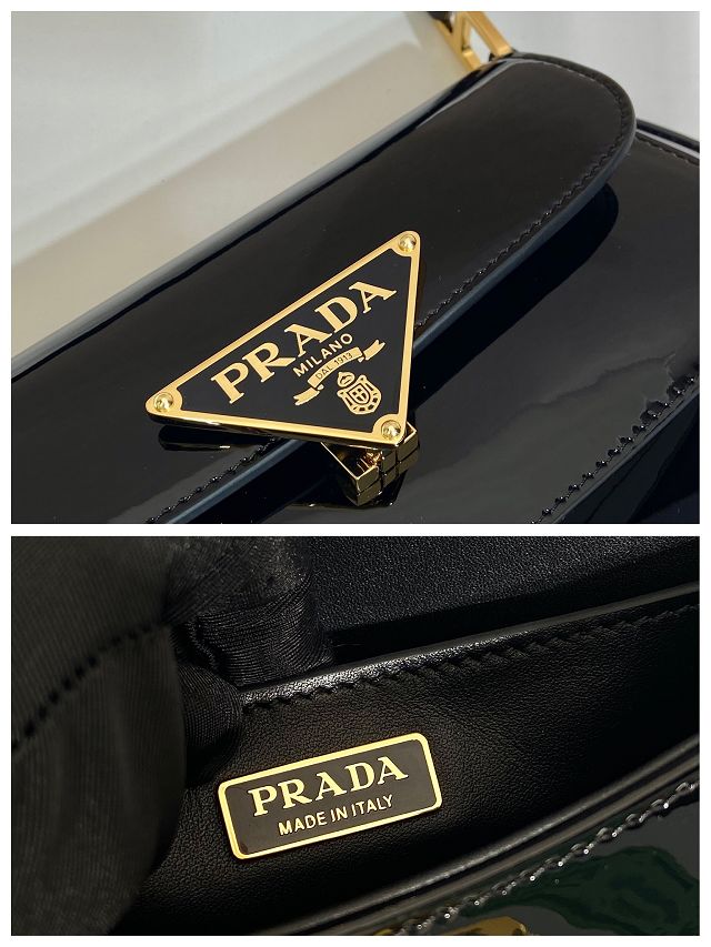 Prada original patent leather shoulder bag 1BD345 black