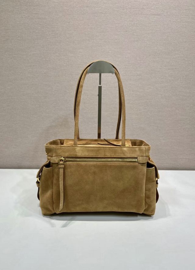 Prada original suede explore medium tote bag 1BG596 brown