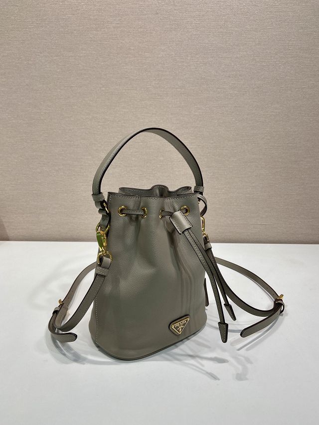 Prada original calfskin 1978 mini bucket bag 1BE067 grey